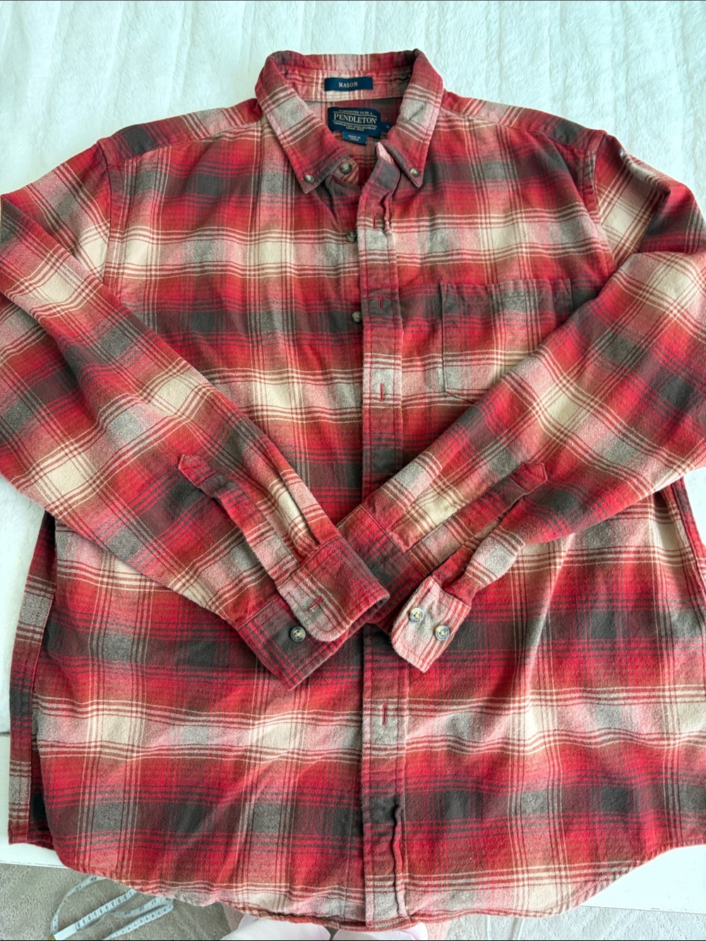 Pendleton Red and Cream Plaid Button-Down Shirt